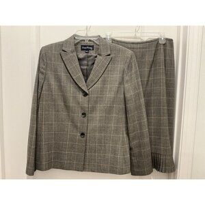 Evan Picone Skirt Suit Size 12 Women's Gray Business Modern Single Breasted